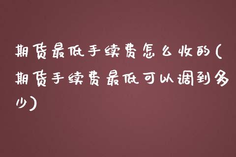 期货最低手续费怎么收的(期货手续费最低可以调到多少)