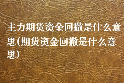 主力期货资金回撤是什么意思(期货资金回撤是什么意思)