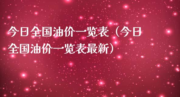 今日全国油价一览表（今日全国油价一览表最新）