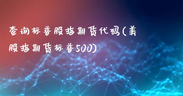 查询标普股指期货代码(美股指期货标普500)