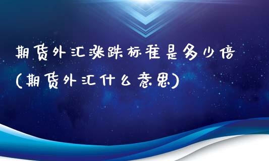 期货外汇涨跌标准是多少倍(期货外汇什么意思)