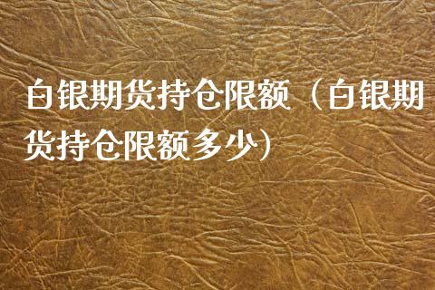 白银期货持仓限额（白银期货持仓限额多少）_https://www.boyangwujin.com_白银期货_第1张