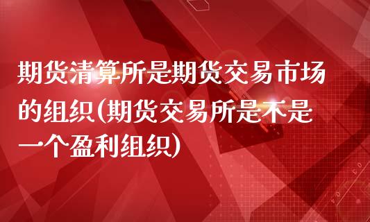 期货清算所是期货交易市场的组织(期货交易所是不是一个盈利组织)_https://www.boyangwujin.com_原油直播间_第1张