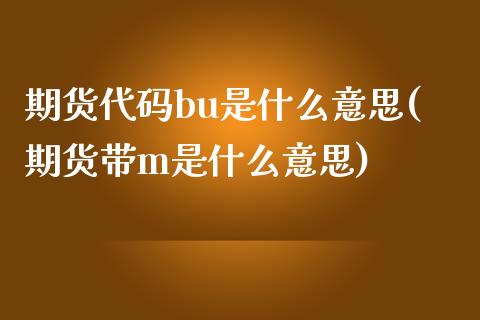 期货代码bu是什么意思(期货带m是什么意思)