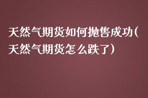 天然气期货如何抛售成功(天然气期货怎么跌了)