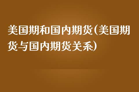 美国期和国内期货(美国期货与国内期货关系)