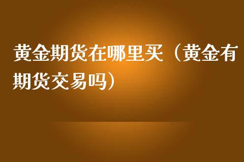 黄金期货在哪里买（黄金有期货交易吗）