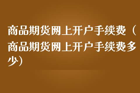 商品期货网上开户手续费（商品期货网上开户手续费多少）