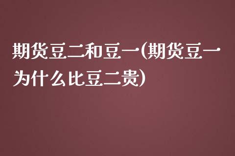 期货豆二和豆一(期货豆一为什么比豆二贵)