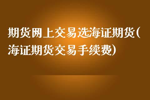 期货网上交易选海证期货(海证期货交易手续费)