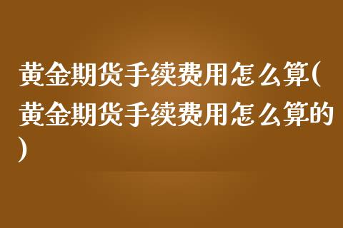 黄金期货手续费用怎么算(黄金期货手续费用怎么算的)_https://www.boyangwujin.com_期货直播间_第1张