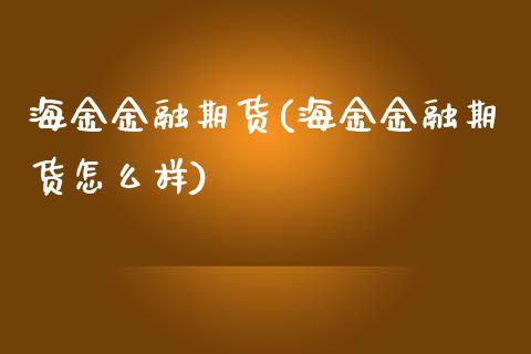 海金金融期货(海金金融期货怎么样)