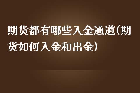 期货都有哪些入金通道(期货如何入金和出金)