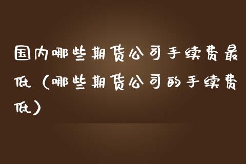 国内哪些期货公司手续费最低（哪些期货公司的手续费低）