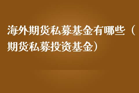 海外期货私募基金有哪些（期货私募投资基金）