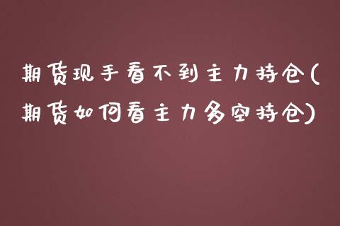 期货现手看不到主力持仓(期货如何看主力多空持仓)