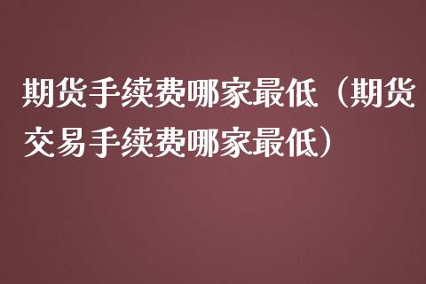 期货手续费哪家最低（期货交易手续费哪家最低）