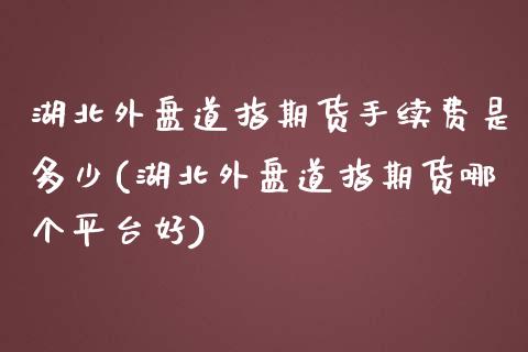 湖北外盘道指期货手续费是多少(湖北外盘道指期货哪个平台好)_https://www.boyangwujin.com_期货直播间_第1张