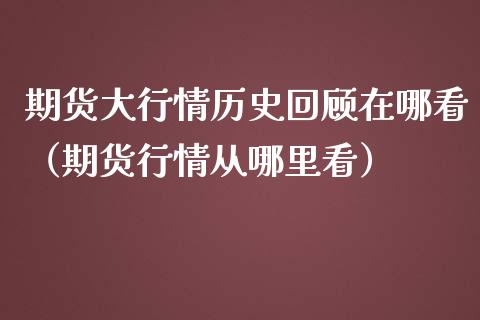 期货大行情历史回顾在哪看（期货行情从哪里看）_https://www.boyangwujin.com_期货直播间_第1张