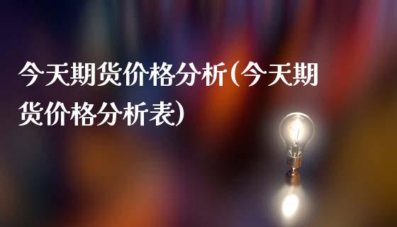 今天期货价格分析(今天期货价格分析表)_https://www.boyangwujin.com_期货直播间_第1张