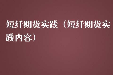 短纤期货实践（短纤期货实践内容）