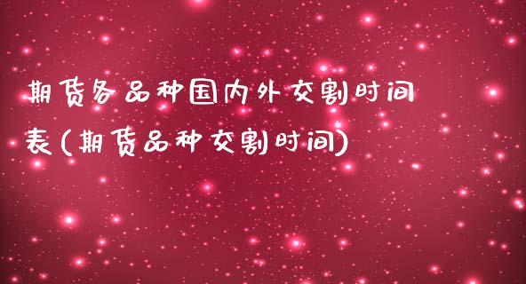 期货各品种国内外交割时间表(期货品种交割时间)_https://www.boyangwujin.com_内盘期货_第1张