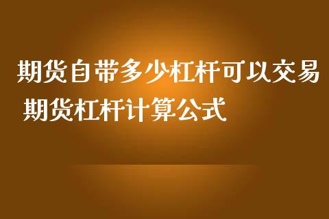 期货自带多少杠杆可以交易 期货杠杆计算公式