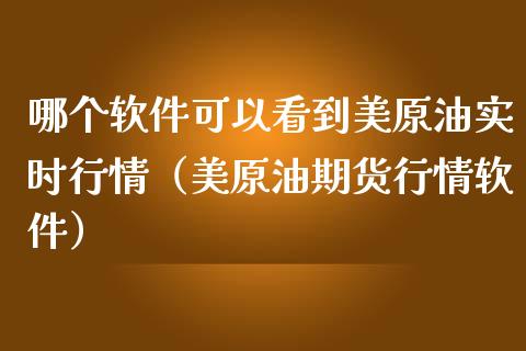 哪个软件可以看到美原油实时行情（美原油期货行情软件）_https://www.boyangwujin.com_原油期货_第1张