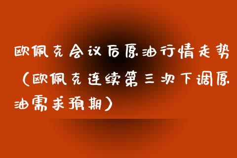 欧佩克会议后原油行情走势（欧佩克连续第三次下调原油需求预期）