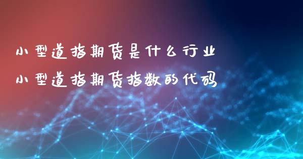 小型道指期货是什么行业 小型道指期货指数的代码_https://www.boyangwujin.com_道指期货_第1张