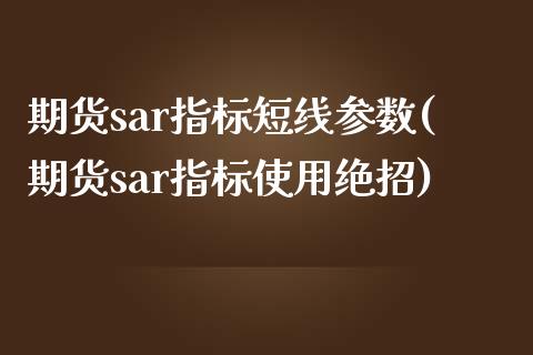 期货sar指标短线参数(期货sar指标使用绝招)