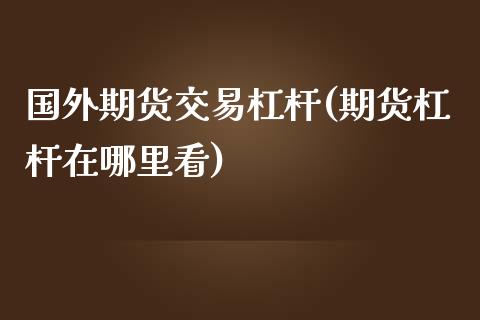 国外期货交易杠杆(期货杠杆在哪里看)_https://www.boyangwujin.com_白银期货_第1张