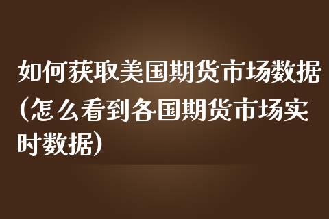 如何获取美国期货市场数据(怎么看到各国期货市场实时数据)