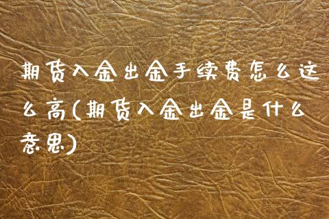 期货入金出金手续费怎么这么高(期货入金出金是什么意思)_https://www.boyangwujin.com_内盘期货_第1张