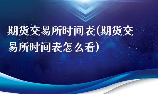 期货交易所时间表(期货交易所时间表怎么看)