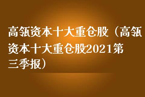 高瓴资本十大重仓股（高瓴资本十大重仓股2021第三季报）