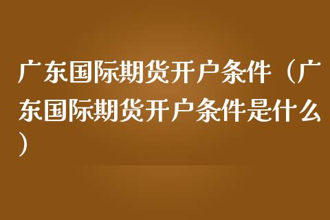 广东国际期货开户条件（广东国际期货开户条件是什么）_https://www.boyangwujin.com_期货直播间_第1张