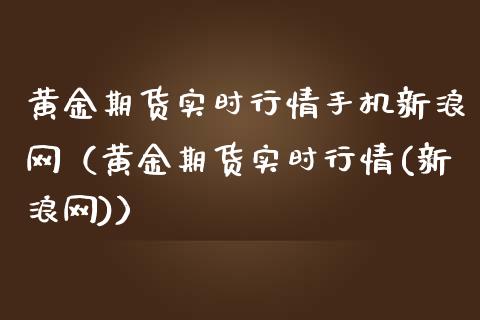 黄金期货实时行情手机新浪网（黄金期货实时行情(新浪网)）_https://www.boyangwujin.com_期货直播间_第1张