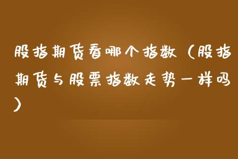 股指期货看哪个指数（股指期货与股票指数走势一样吗）