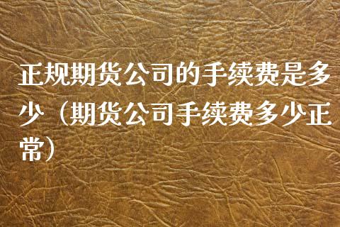 正规期货公司的手续费是多少（期货公司手续费多少正常）