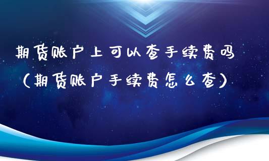 期货账户上可以查手续费吗（期货账户手续费怎么查）