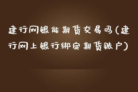 建行网银能期货交易吗(建行网上银行绑定期货账户)