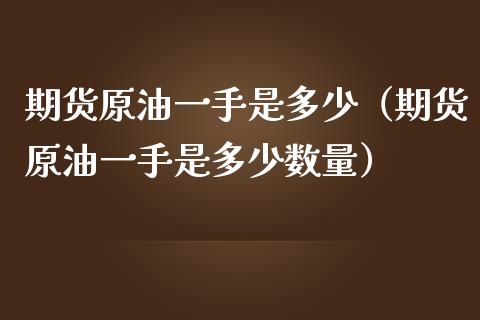 期货原油一手是多少（期货原油一手是多少数量）