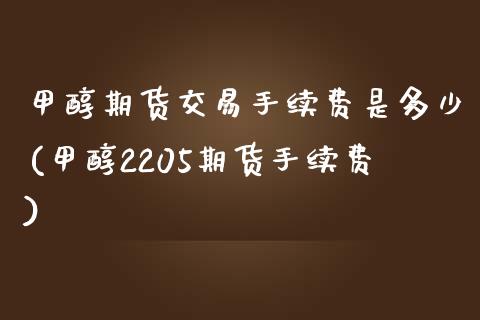 甲醇期货交易手续费是多少(甲醇2205期货手续费)_https://www.boyangwujin.com_纳指期货_第1张