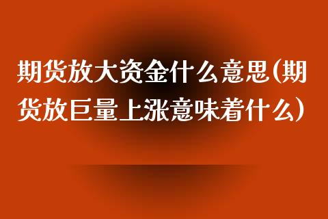 期货放大资金什么意思(期货放巨量上涨意味着什么)_https://www.boyangwujin.com_恒指期货_第1张