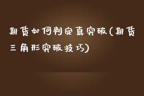 期货如何判定真突破(期货三角形突破技巧)_https://www.boyangwujin.com_原油期货_第1张