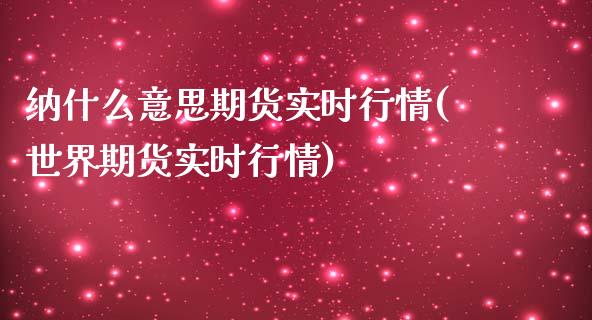 纳什么意思期货实时行情(世界期货实时行情)