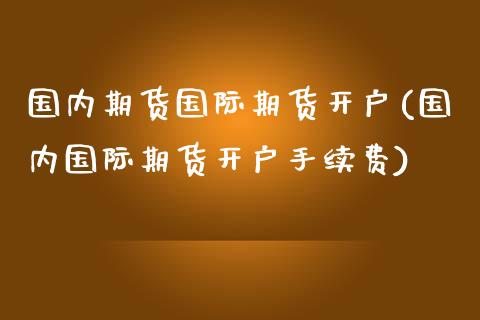 国内期货国际期货开户(国内国际期货开户手续费)