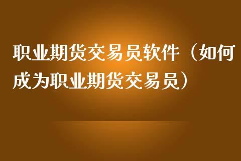 职业期货交易员软件（如何成为职业期货交易员）