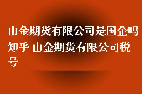 山金期货有限公司是国企吗知乎 山金期货有限公司税号